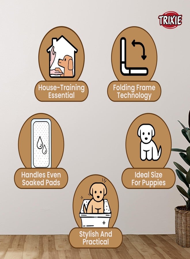 تريكسي صينية تريكسي لتدريب الجراء على استخدام المرحاض داخل المنزل، توفر تثبيتًا آمنًا حتى لأكثر فوط الجراء بللًا، مرحاض بلاستيكي للحيوانات الأليفة داخل المنزل، مثالي لسلالات مثل جولدن ريتريفر - 65 × 55 سم - Image 5